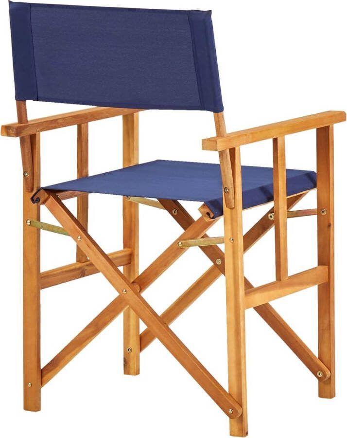 VidaXL Regisseursstoel Acaciahout 55 x 56 x 88 cm Inklapbaar Natuurlijke houtkleur en blauw Tuinstoel