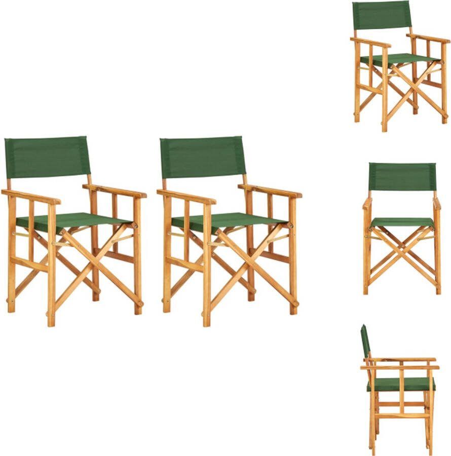 VidaXL Regisseursstoel Inklapbaar Afmeting- 55 x 56 x 88 cm Kleur- Natuurlijke houtkleur en groen Tuinstoel
