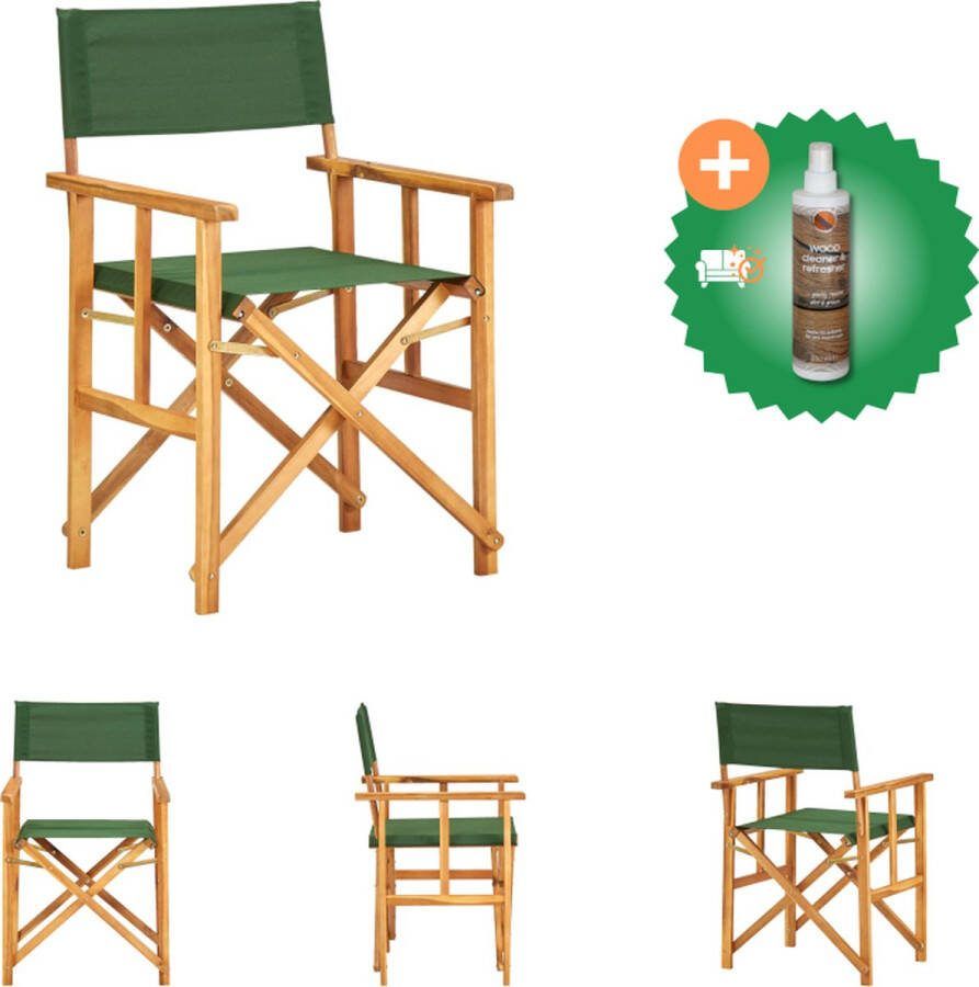 VidaXL Regisseursstoel Acaciahout Natuurlijke houtkleur 55x56x88 cm Inklapbaar Tuinstoel Inclusief Houtreiniger en verfrisser