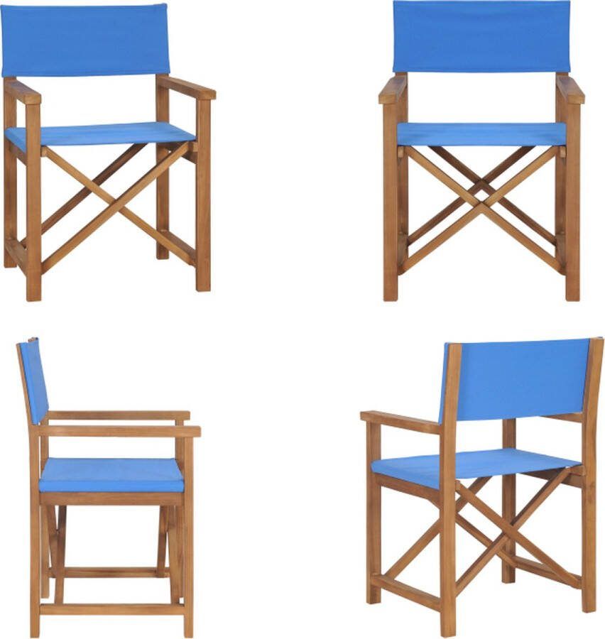 VidaXL Regisseursstoel massief teakhout blauw Regisseursstoel Regisseursstoelen Stoel Stoelen