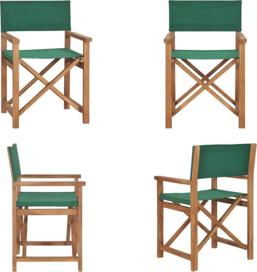 VidaXL Regisseursstoel massief teakhout groen Regisseursstoel Regisseursstoelen Stoel Stoelen
