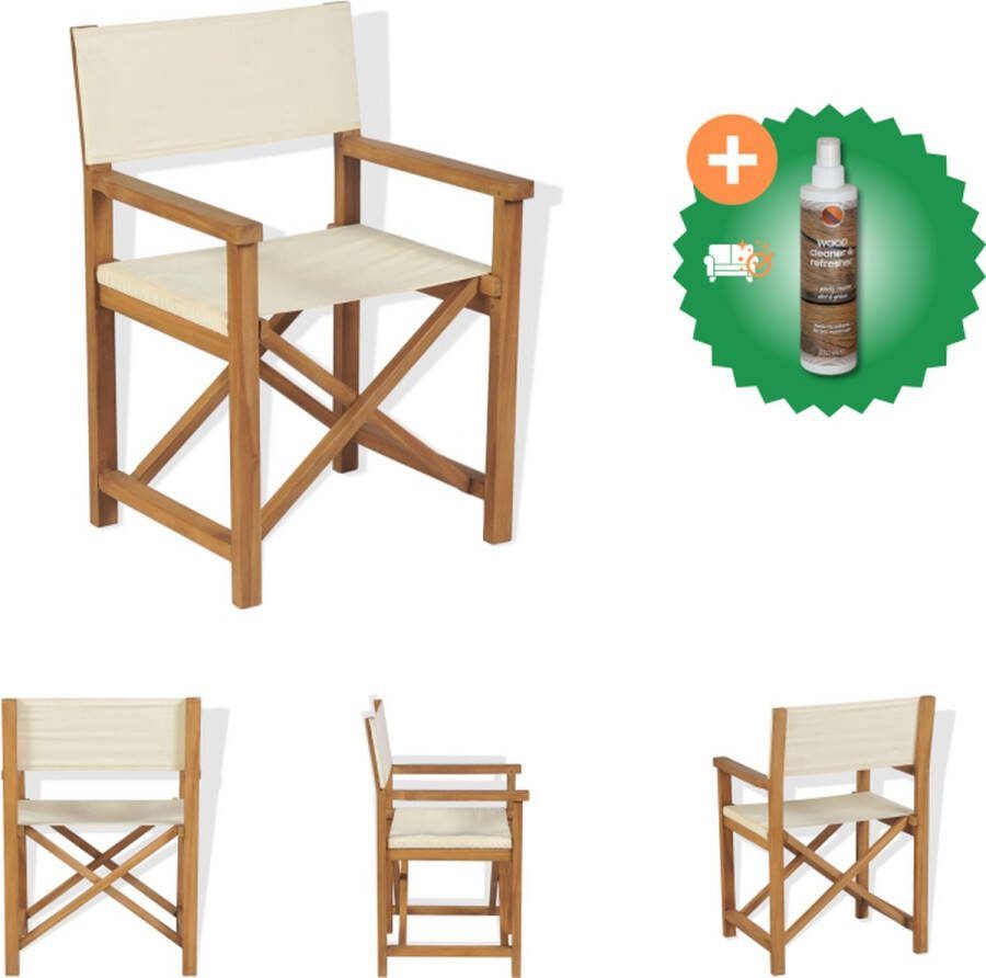 VidaXL Regisseursstoel Teakhout 58 x 53 x 85 cm Inklapbaar Tuinstoel Inclusief Houtreiniger en verfrisser