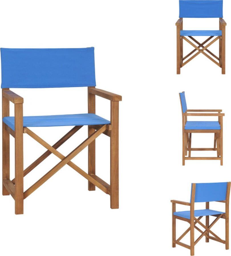 VidaXL Regisseursstoel Teakhout Blauw 57.5 x 54.5 x 85 cm Inklapbaar Tuinstoel