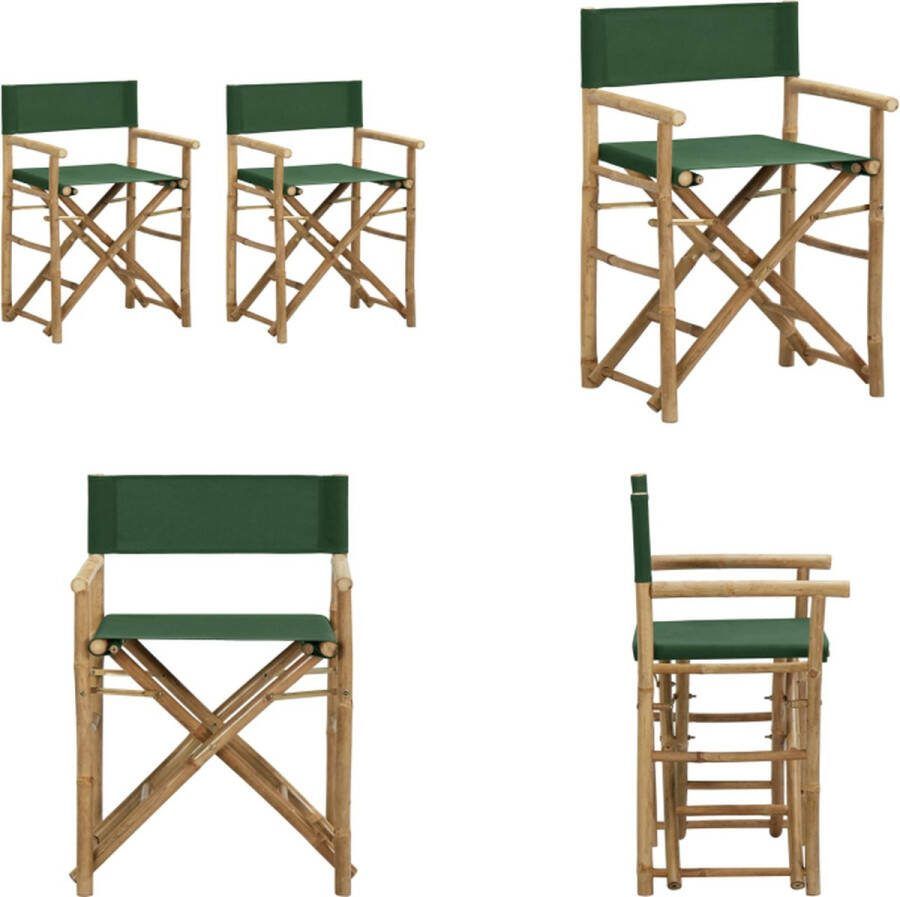 VidaXL Regisseursstoelen 2 st inklapbaar groen bamboe en stof Regisseursstoel Regisseursstoelen Stoel Stoelen