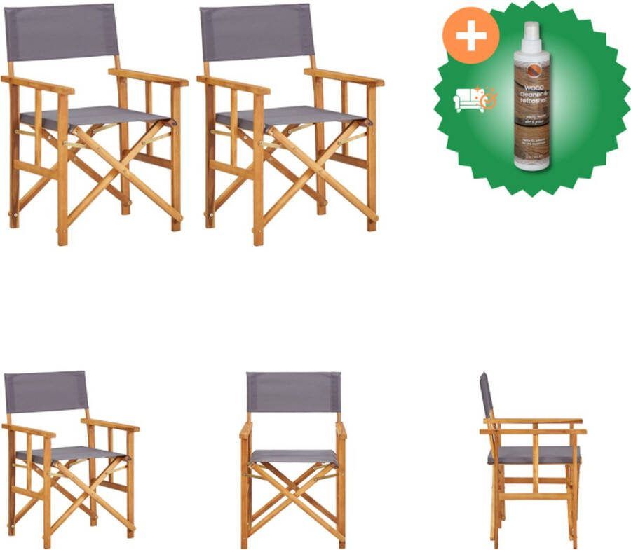 VidaXL Regisseursstoelen Acaciahout 55x56x88 cm Bruin Donkergrijs Tuinstoel Inclusief Houtreiniger en verfrisser