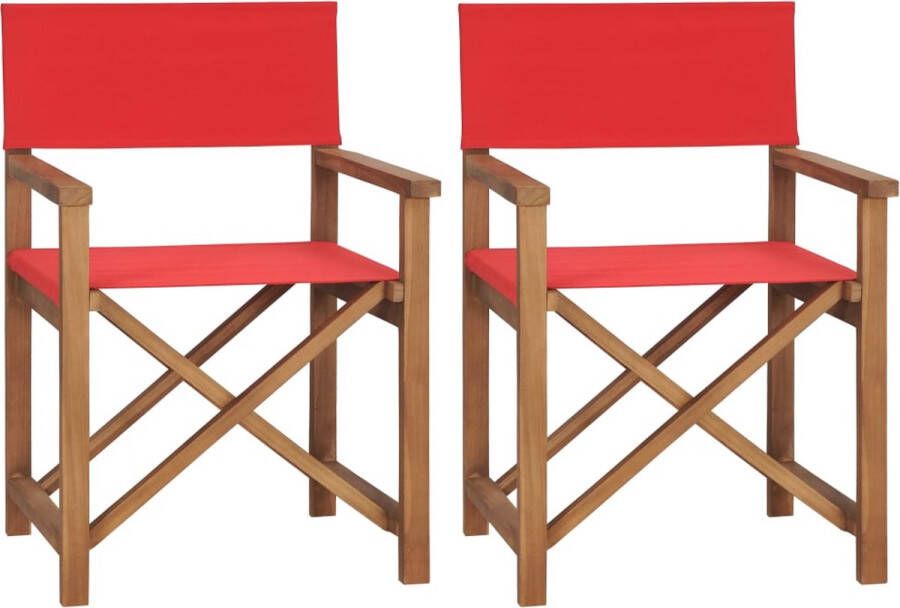 VidaXL -Regisseursstoelen-2-st-massief-teakhout-rood