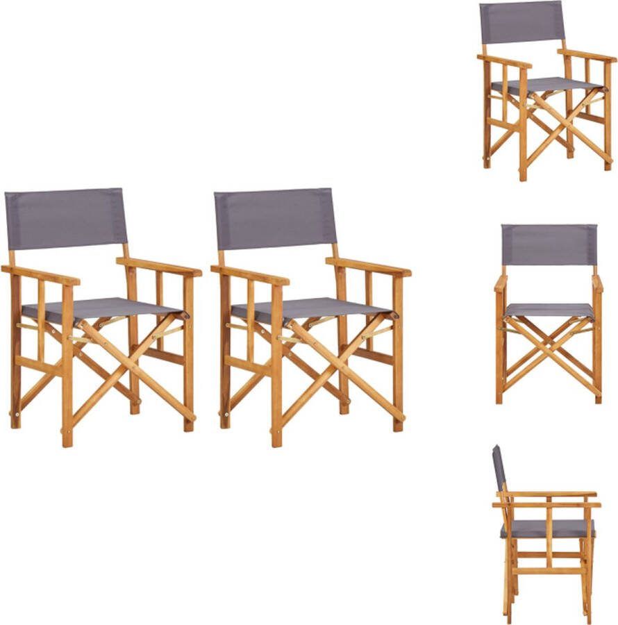 VidaXL Regisseursstoelen Acaciahout 55x56x88 cm Bruin Donkergrijs Tuinstoel