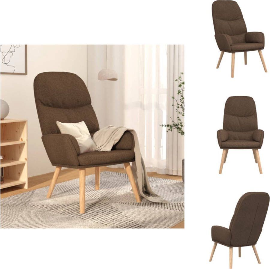 VidaXL Relaxstoel Bruin Dik Gevoerd Optimaal Zitcomfort Metalen Frame Rubberwood Poten 70 x 77 x 98 cm Fauteuil