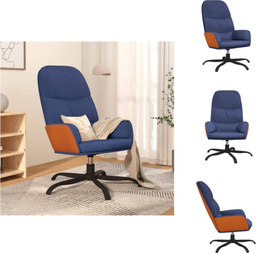 VidaXL Relaxstoel Comfortabele blauwe draaistoel 70 x 77 x 98 cm Dik gevoerd Stof kunstleer Metalen frame Fauteuil