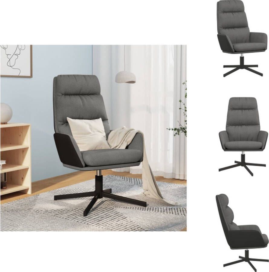 VidaXL Relaxstoel Dik gevoerd Lichtgrijs 70x77x98 cm 360 graden draaibaar Fauteuil