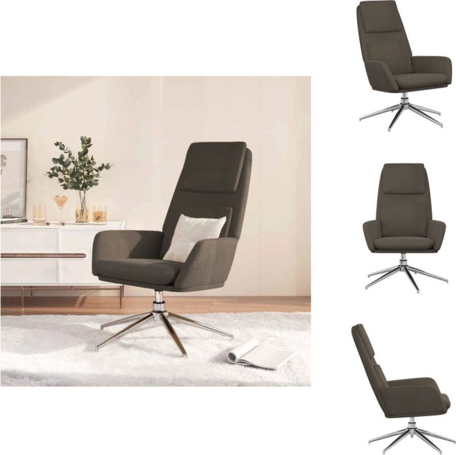 VidaXL Relaxstoel Donkergrijs 70 x 77 x 98 cm Kunstsuède Fauteuil