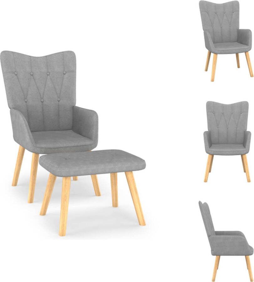 VidaXL Relaxstoel Fika Fauteuil Lichtgrijs 61.5 x 69 x 95.5 cm Fauteuil