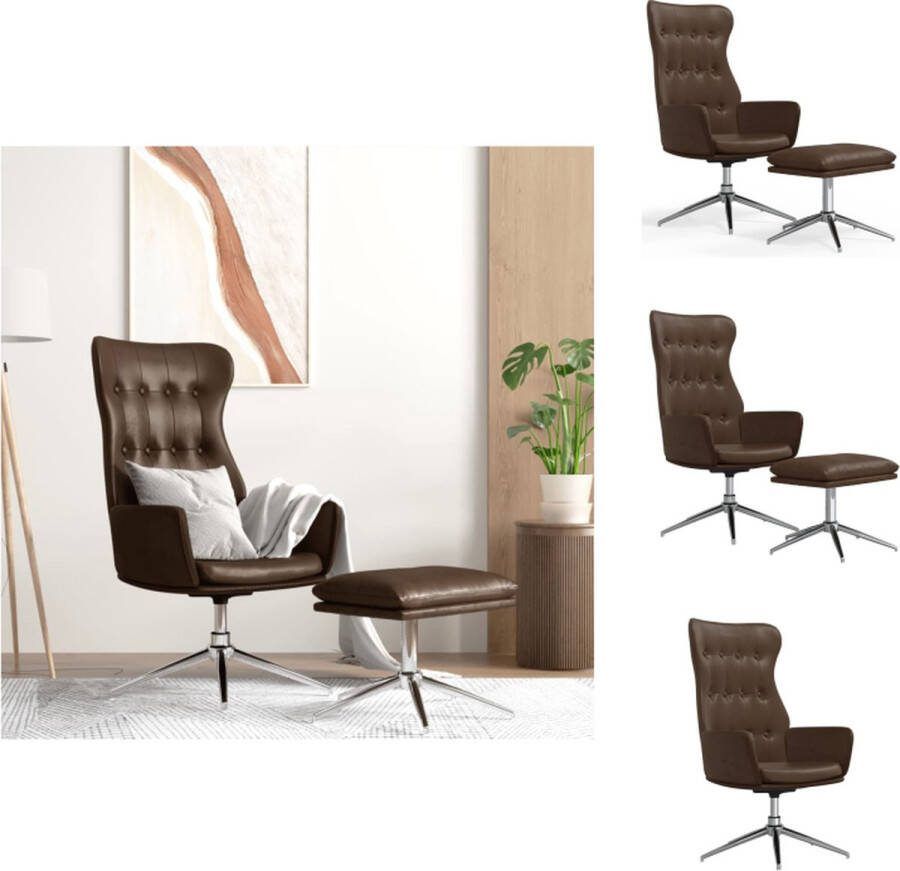 VidaXL Relaxstoel Glanzend Bruin Kunstleer 70 x 77 x 94 cm Draaibaar Fauteuil