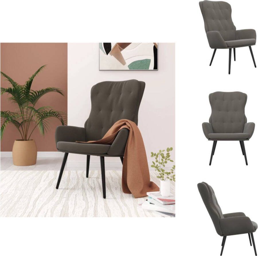VidaXL Relaxstoel Grijze Fluweel 70 x 77 x 98 cm Trendy Ontwerp Fauteuil