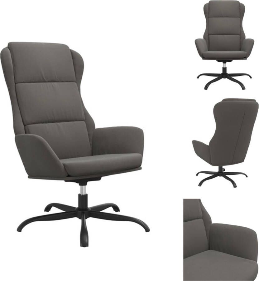 VidaXL Relaxstoel Kunstsuède Donkergrijs 70 x 77 x 98 cm Draaifunctie Fauteuil