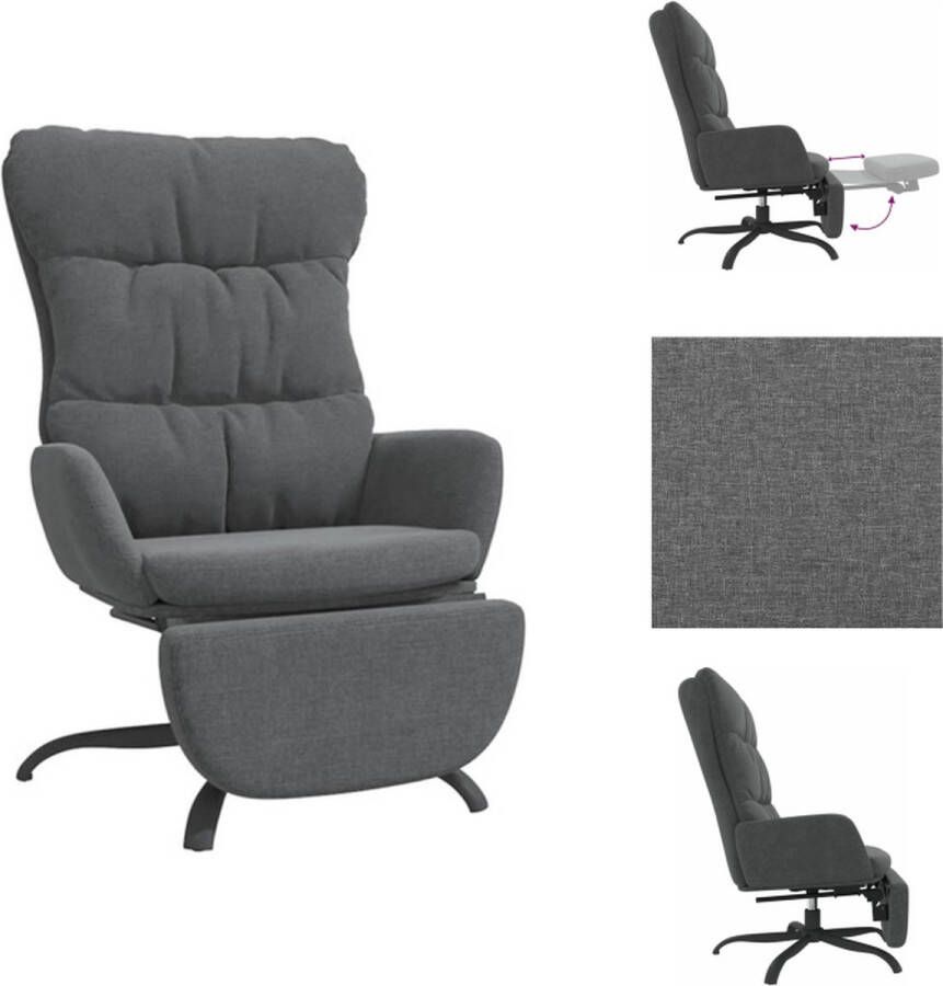 VidaXL Relaxstoel Lichtgrijs Met Voetenbank 70 x 77 x 98 cm Armleuningen 360 graden draaibaar Fauteuil