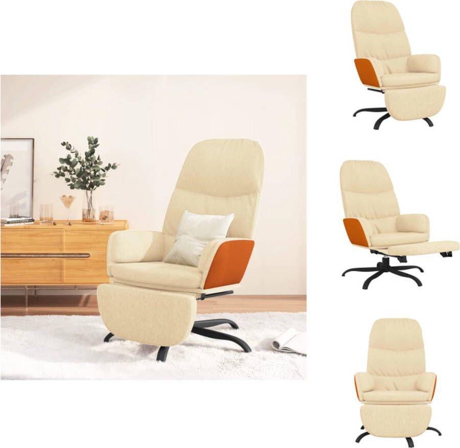 VidaXL Relaxstoel met Voetenbank Crème 70x77x98 cm Comfortabele en Stijlvolle Relaxstoel 360 Graden Draaibaar Met Stevig Metalen Frame Fauteuil