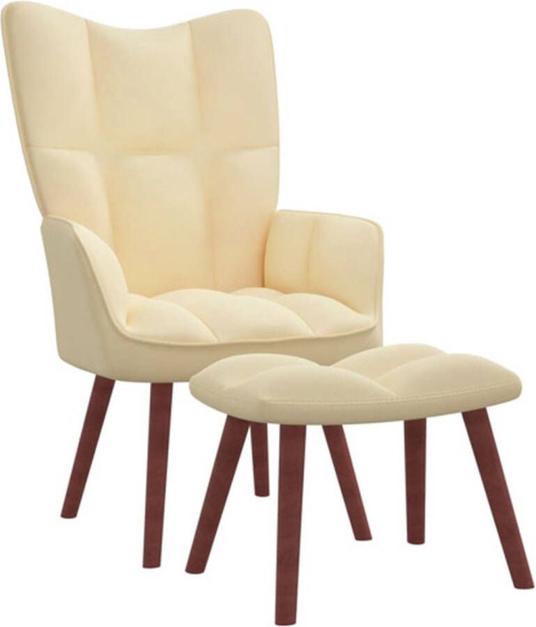 VidaXL Relaxstoel met voetenbank fluweel crèmewit