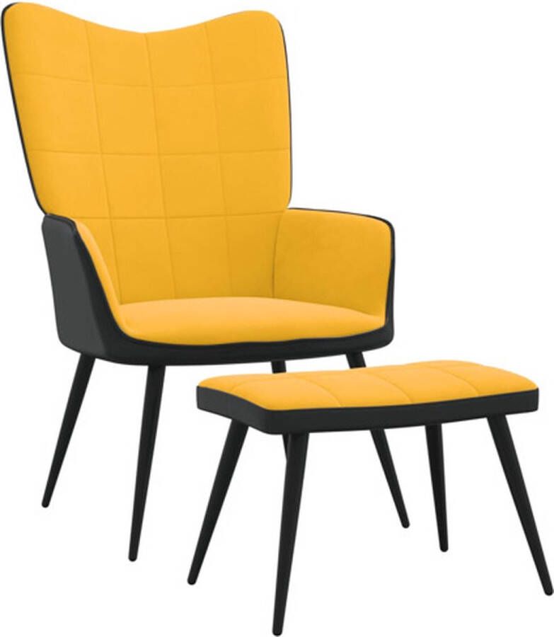 VidaXL Relaxstoel met voetenbank fluweel en PVC mosterdgeel