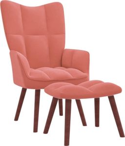 VidaXL Relaxstoel Met Voetenbank Fluweel Roze