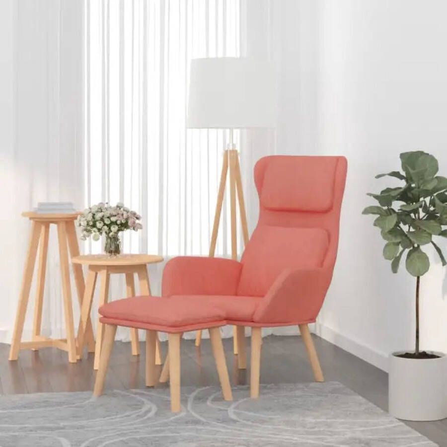 VidaXL Relaxstoel met voetenbank fluweel roze