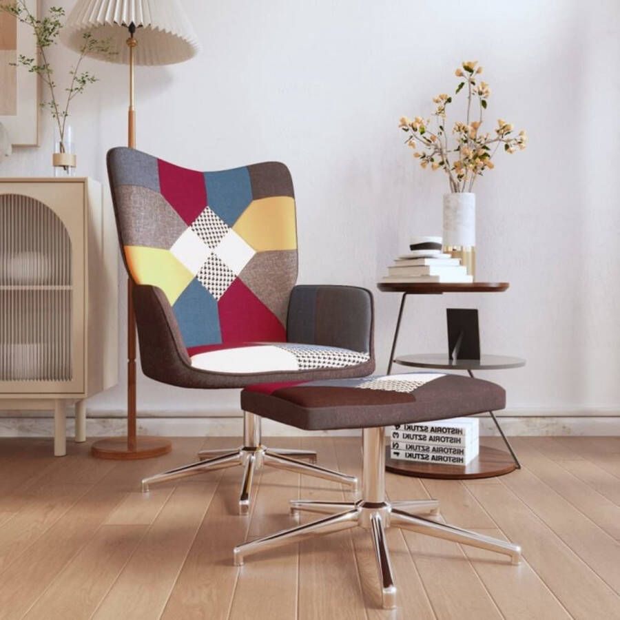 VidaXL Relaxstoel met voetenbank patchwork stof