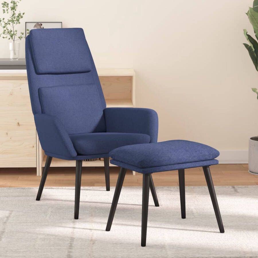 VidaXL Relaxstoel met voetenbank stof blauw