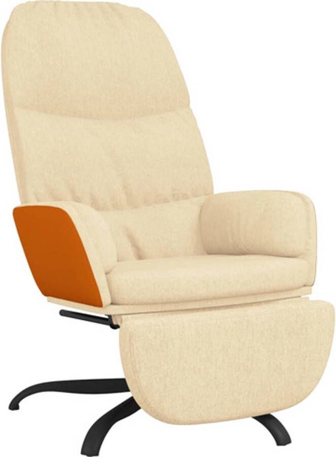 VidaXL Relaxstoel met voetenbank stof crèmekleurig