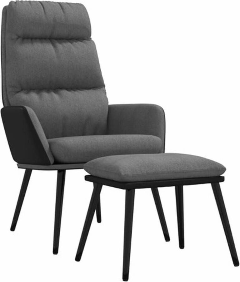VidaXL Relaxstoel met voetenbank stof en kunstleer lichtgrijs