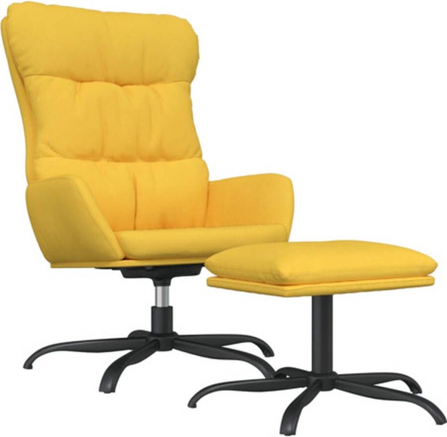 VidaXL Relaxstoel met voetenbank stof mosterdgeel