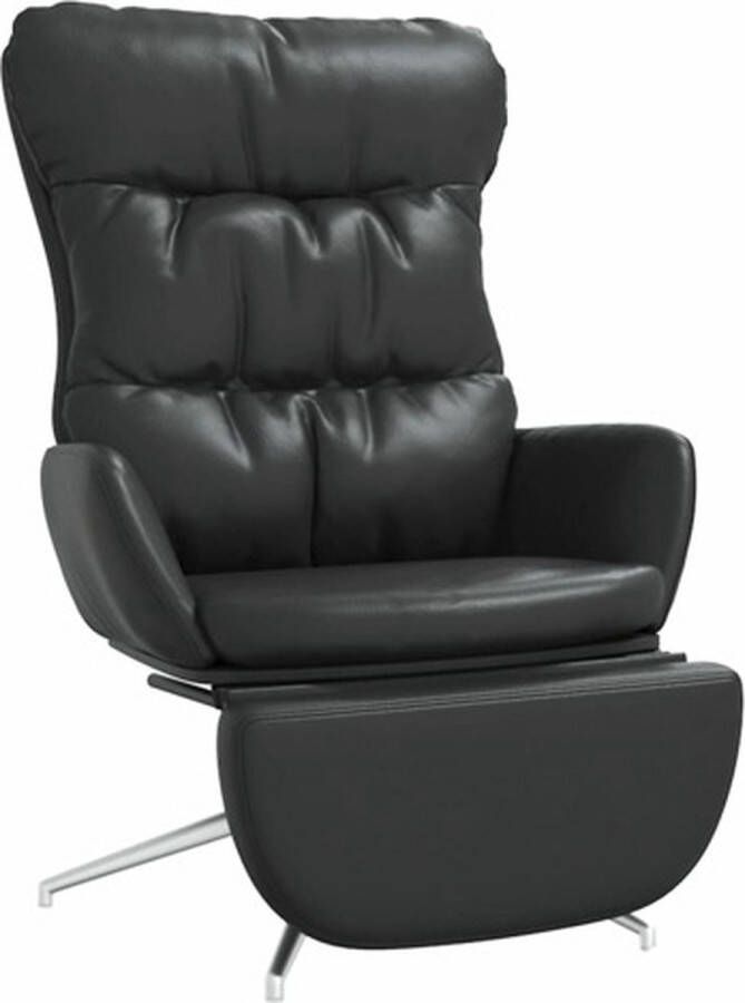 VidaXL Relaxstoel met voetensteun echt leer en kunstleer zwart