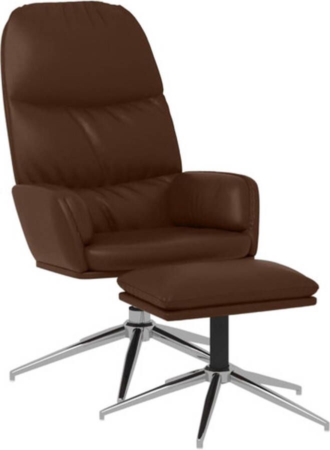 VidaXL Relaxstoel met voetensteun kunstleer glanzend bruin