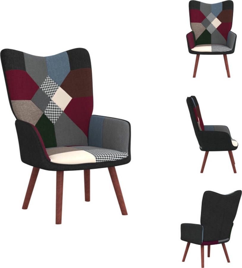 VidaXL Relaxstoel Patchwork Armstoel Meerkleurig Stof Beukenhout Staal 61.5x69x95.5cm Fauteuil