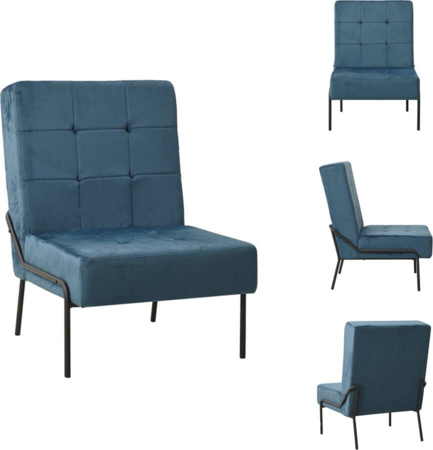 VidaXL Relaxstoel Velvet Blauw Zwart 65x79x87cm Ergonomisch Design Fauteuil