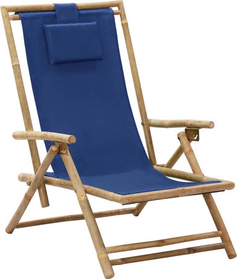 VidaXL -Relaxstoel-verstelbaar-bamboe-en-stof-marineblauw