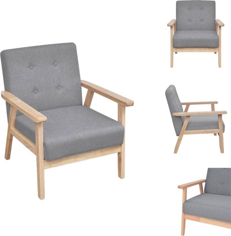 VidaXL Retro Fauteuil Lichtgrijs 64.5 x 67 x 73.5 cm Houten frame Fauteuil