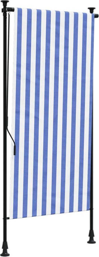 VidaXL Rolgordijn voor buiten 100x270 cm stof en staal blauw en wit