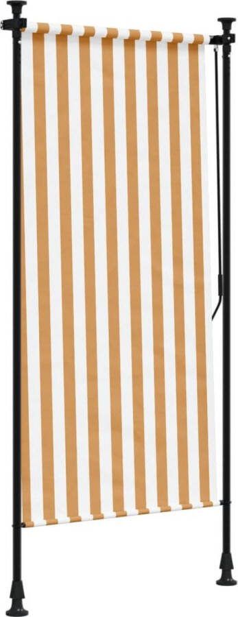 VidaXL Rolgordijn voor buiten 120x270 cm stof en staal oranje en wit