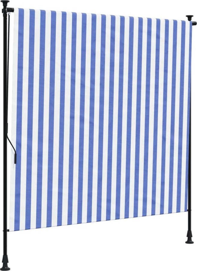 VidaXL Rolgordijn voor buiten 150x270 cm stof en staal blauw en wit