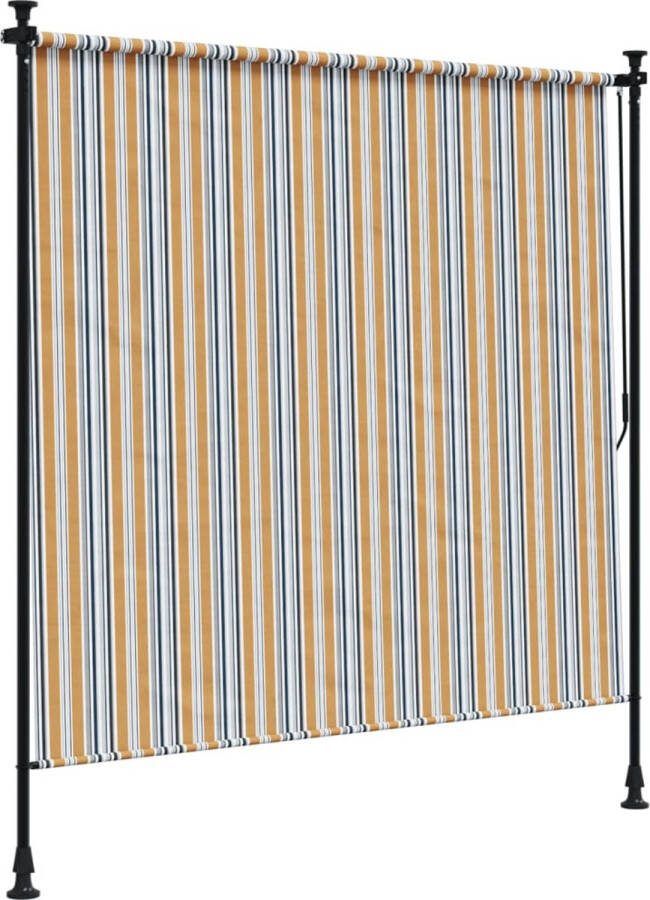 VidaXL Rolgordijn voor buiten 150x270 cm stof en staal geel en wit