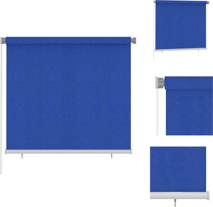 VidaXL Rolgordijn voor buiten 160 x 140 cm Blauw HDPE UV-blokkerend Montageaccessoires inbegrepen Jaloezie