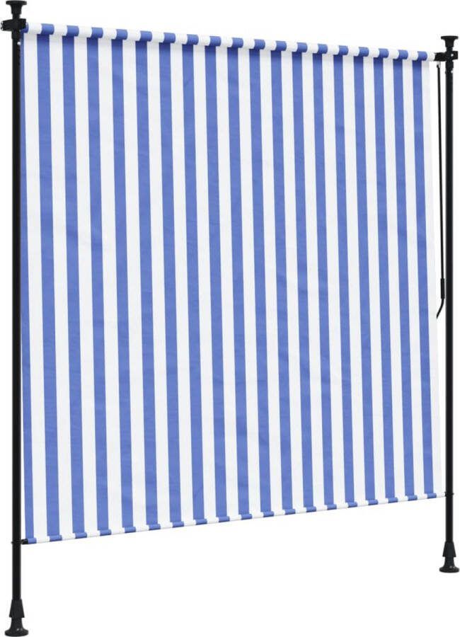 VidaXL Rolgordijn voor buiten 200x270 cm stof en staal blauw en wit