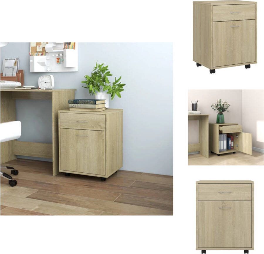 VidaXL Rolkast Opbergkast 45 x 38 x 54 cm Sonoma eiken Kast