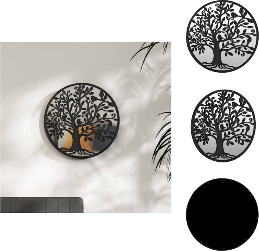 VidaXL Ronde Spiegel Decoratieve Spiegel van IJzer en Glas 60 x 2.5 cm Zwart Spiegel