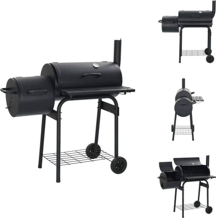 VidaXL Rookbarbecue Stalen frame 103 x 60 x 113 cm Zwart Barbecue