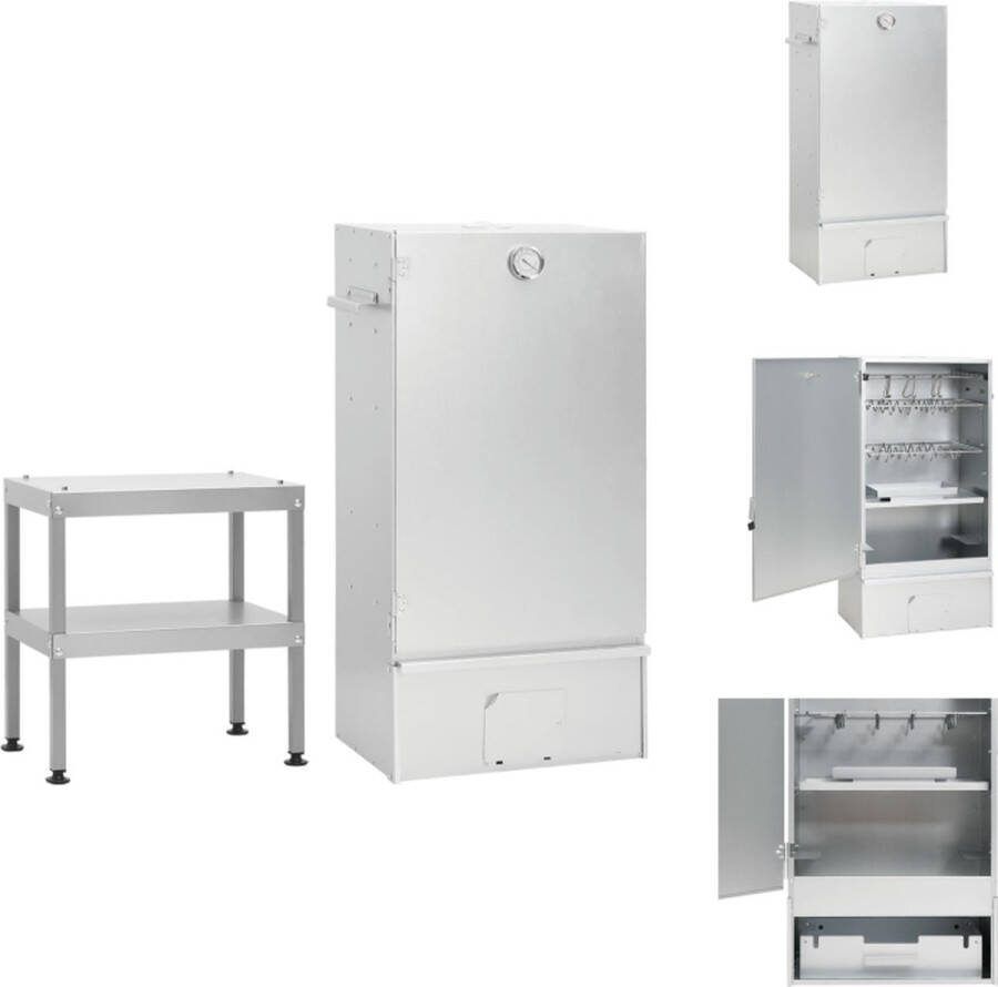 VidaXL Rookoven Tafel 44.5 x 29 x 83 cm Staal Verzinkt Inclusief S-vormige haken en roosters Barbecue