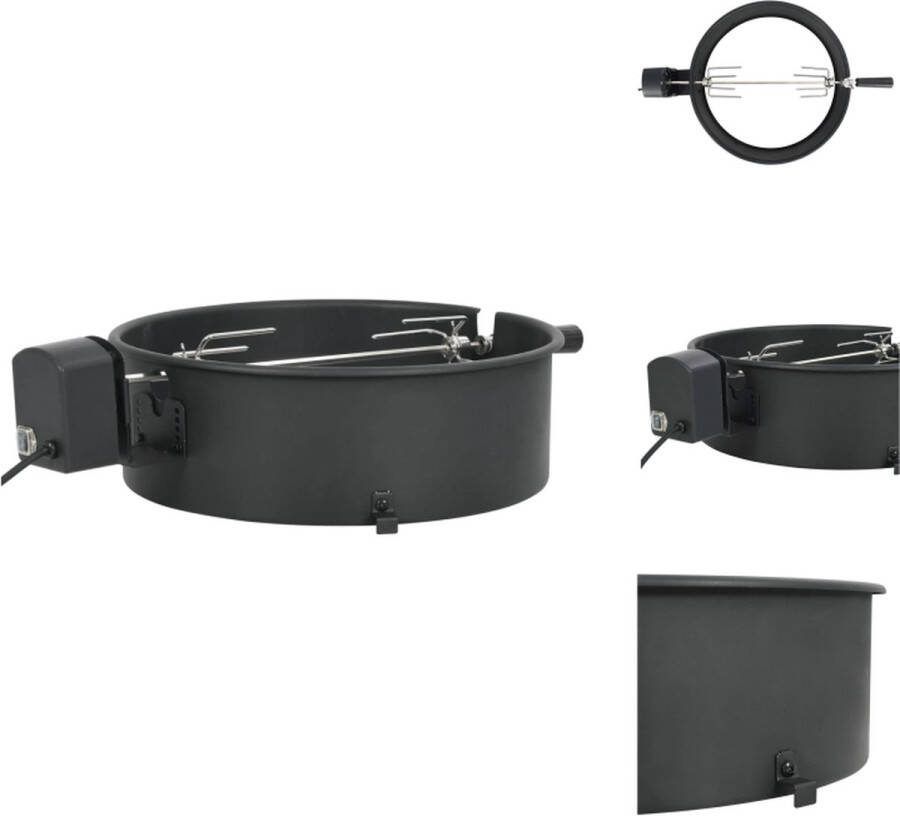 VidaXL Rotis Ring Houtskool BBQ Accessoires 47 x 15 cm Staal en RVS Bakplaat