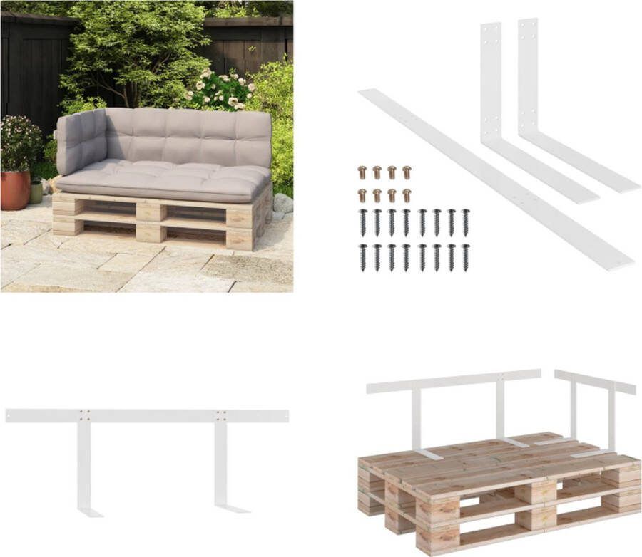 VidaXL Rugleuning voor palletbank 110 cm ijzer wit Rugleuning Voor Pallet Bank Rugleuningen Voor Pallet Banken Rugleuning Voor Pallet Meubel Rugleuningen Voor Pallet Meubels
