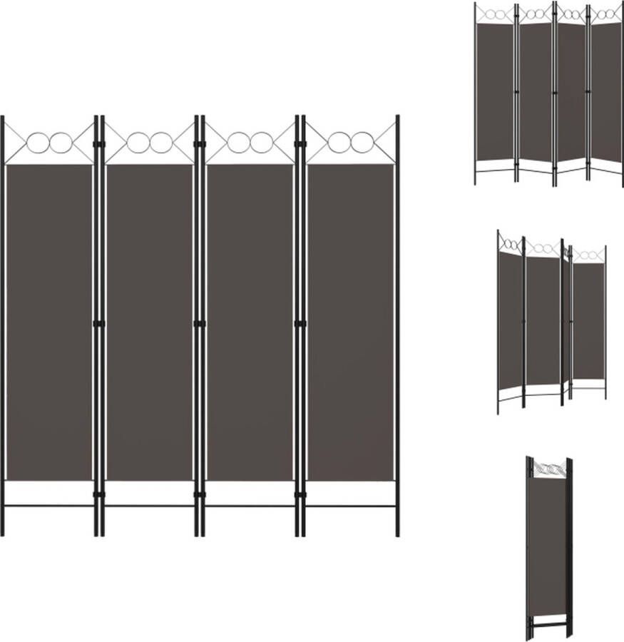 VidaXL Ruimteverdeler 4 panelen Antraciet 160 x 180 cm Gepoedercoat ijzer Kamerscherm
