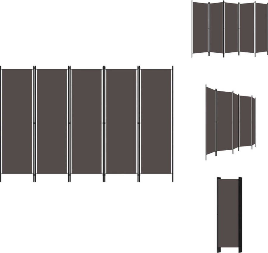 VidaXL Ruimteverdeler 5 panelen 250 x 180 cm Antraciet Kamerscherm